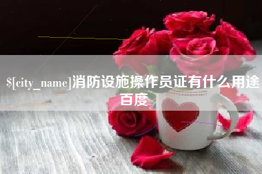 六安消防设施操作员证有什么用途百度
